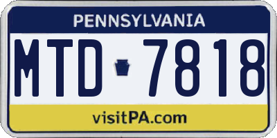 PA license plate MTD7818