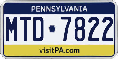 PA license plate MTD7822