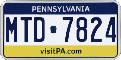 PA license plate MTD7824