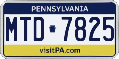 PA license plate MTD7825
