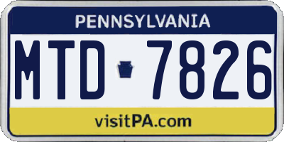 PA license plate MTD7826
