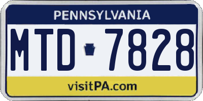 PA license plate MTD7828
