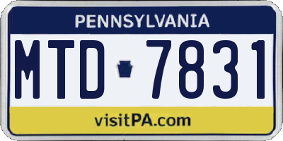 PA license plate MTD7831