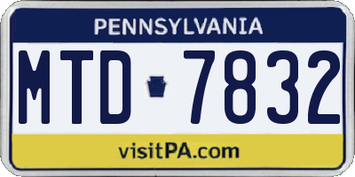 PA license plate MTD7832