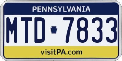 PA license plate MTD7833