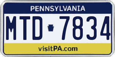 PA license plate MTD7834