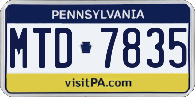 PA license plate MTD7835