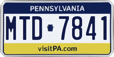 PA license plate MTD7841
