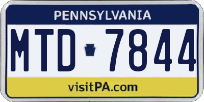PA license plate MTD7844