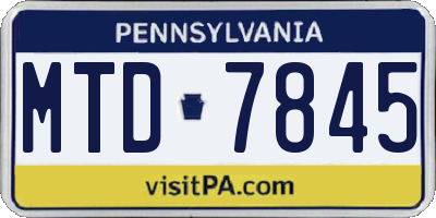 PA license plate MTD7845