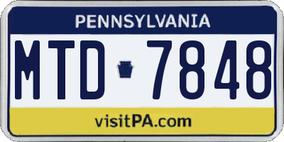 PA license plate MTD7848