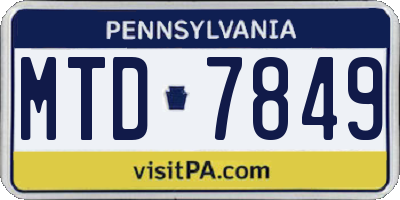 PA license plate MTD7849