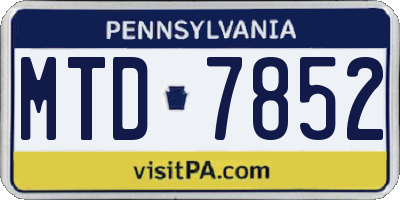 PA license plate MTD7852