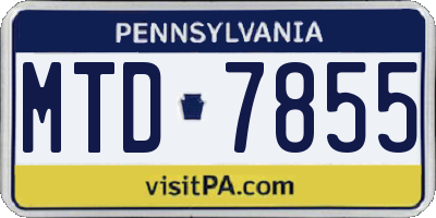 PA license plate MTD7855