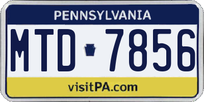 PA license plate MTD7856