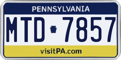 PA license plate MTD7857