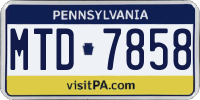 PA license plate MTD7858