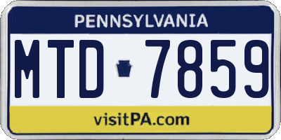 PA license plate MTD7859