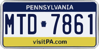 PA license plate MTD7861