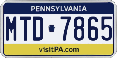 PA license plate MTD7865