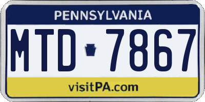 PA license plate MTD7867