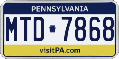 PA license plate MTD7868