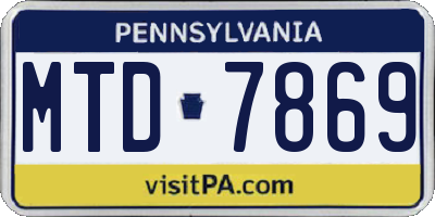 PA license plate MTD7869