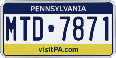PA license plate MTD7871