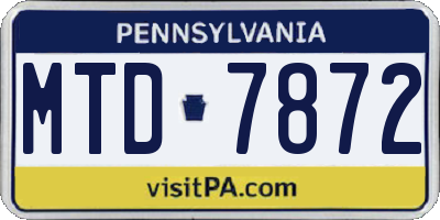 PA license plate MTD7872
