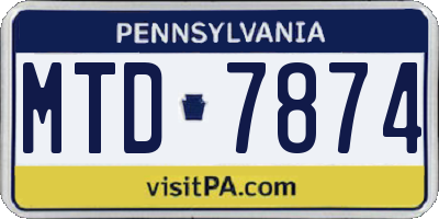 PA license plate MTD7874