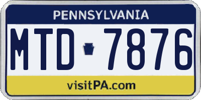 PA license plate MTD7876