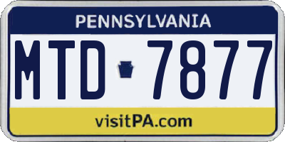 PA license plate MTD7877