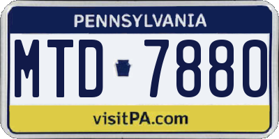 PA license plate MTD7880