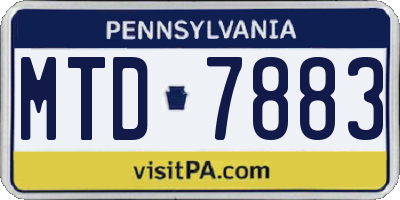 PA license plate MTD7883