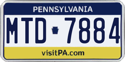 PA license plate MTD7884