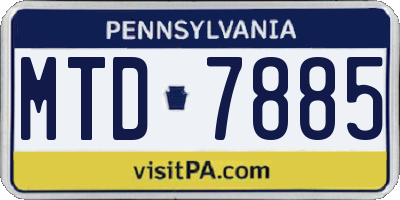 PA license plate MTD7885