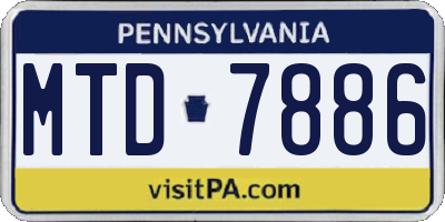 PA license plate MTD7886
