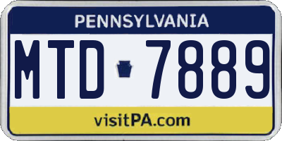 PA license plate MTD7889