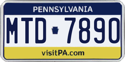 PA license plate MTD7890