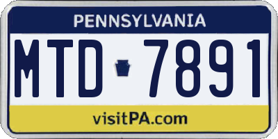 PA license plate MTD7891