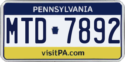 PA license plate MTD7892