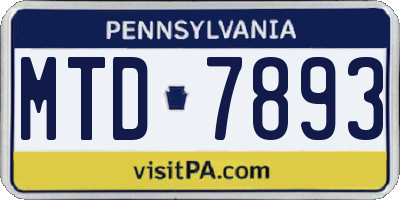 PA license plate MTD7893