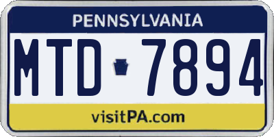 PA license plate MTD7894