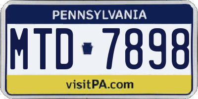 PA license plate MTD7898
