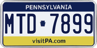 PA license plate MTD7899