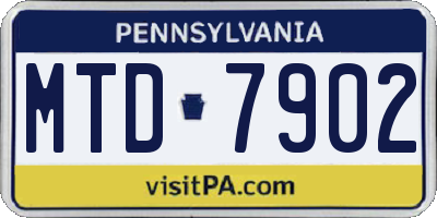 PA license plate MTD7902