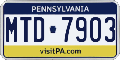 PA license plate MTD7903