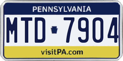 PA license plate MTD7904