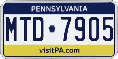 PA license plate MTD7905