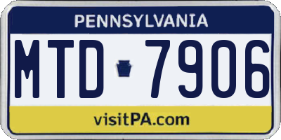 PA license plate MTD7906